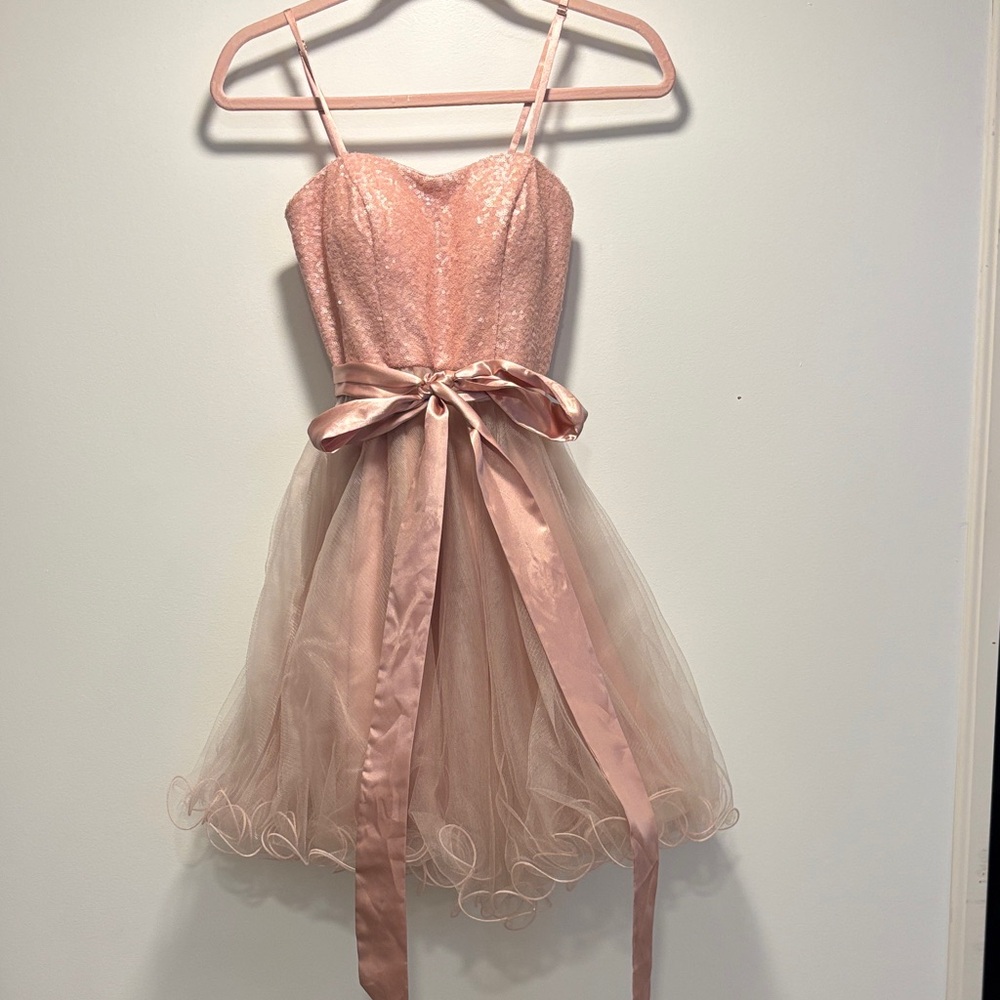 Elegant Pink Dress with Ribbon